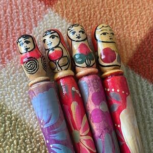 Four Painted Nesting Doll Pens